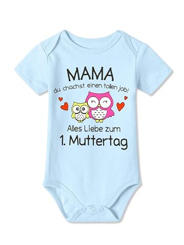 BesserBay Baby Mama Strampler Alles Liebe zum 1. Muttertag Kurzarm Blau Muttertagsgeschenk Body 0-3 Monate von BesserBay