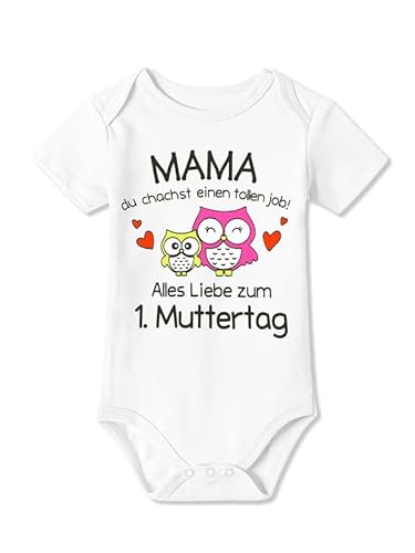 BesserBay Baby Unisex Strampler Kurzarm Alles Liebe zum 1. Muttertag Weiß Muttertagsgeschenk Body 3-6 Monate von BesserBay