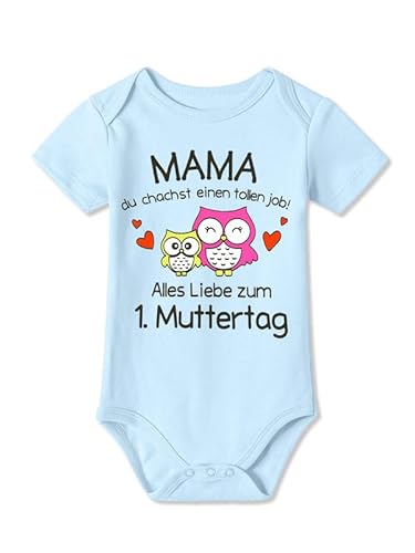 BesserBay Baby Strampler Alles Liebe zum 1. Muttertag Kurzarm Blau Muttertagsgeschenk Body 9-12 Monate von BesserBay