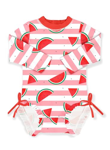 Baby Mädchen Langarm Rash Guard UPF 50+ Rundhals Einteiliger Badeanzüge Wassermelone 12-18 Monate von BesserBay