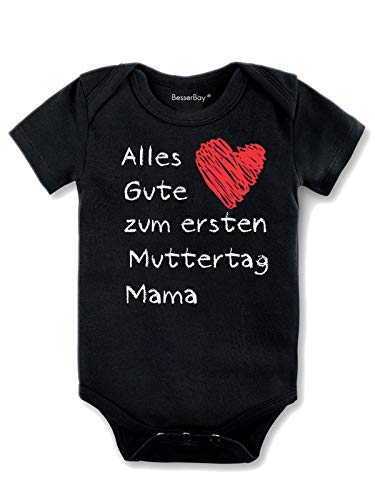 BesserBay Baby Jungen Body - Erster Mutter Schwarz 6-9M von BesserBay