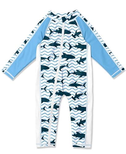 BesserBay Baby Jungen UV-Schutz Rash Guard Langarm Badeanzug UPF 50+ Reißverschluss Badebekleidung Wal 6-12 Monate von BesserBay