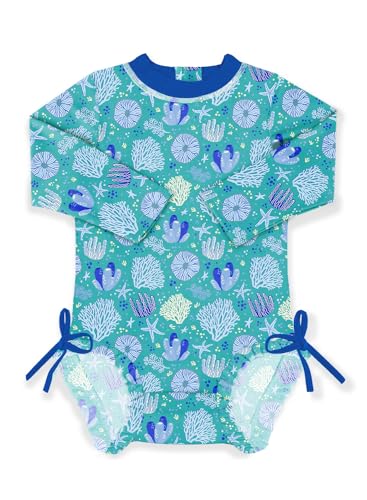 BesserBay Baby Mädchen Langarm Rash Guard Rundhals UPF 50+ Schnelltrocknend Badeanzüge Meeresboden 12-18 Monate von BesserBay