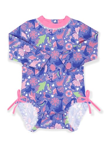 BesserBay Baby Mädchen Sonnenschutz Rash Guard Rundhals Einteiliger UPF 50+ Badeanzüge Meeresboden 18-24 Monate von BesserBay