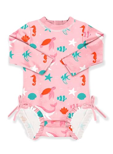 BesserBay Baby Mädchen Sonnenschutz Rash Guard UPF 50+ Rundhals Einteiliger Badeanzüge Meerestiere 12-18 Monate von BesserBay