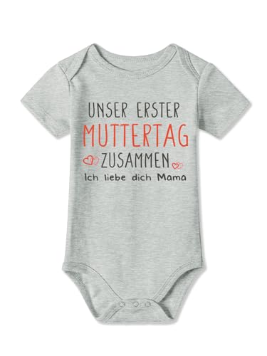 BesserBay Baby Mama Strampler Grau Muttertagsgeschenk Kurzarm Erster Muttertag Ich Liebe Dich Body 0-3 Monate von BesserBay