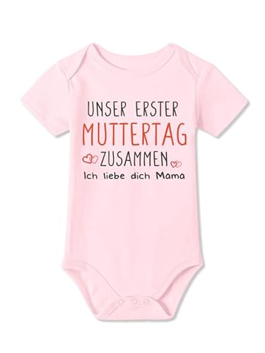 BesserBay Baby Mama Strampler Muttertagsgeschenk Erster Muttertag Ich Liebe Dich Rosa Kurzarm Body 0-3 Monate von BesserBay