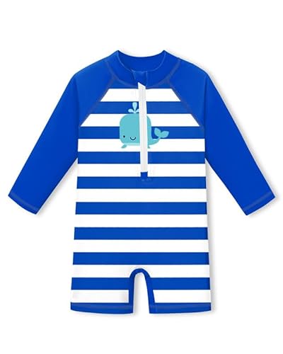Baby Atmungsaktiv UV Shirt Einteiliger Schnelltrocknend UPF 50+ Badebekleidung Wal & Streifen 24-36 Monate von BesserBay