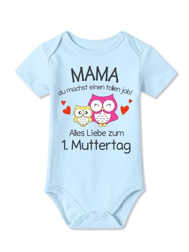 BesserBay Baby Strampler Blau Muttertagsgeschenk Kurzarm Erster Muttertag EINEN TOLLEN JOB Body 0-3 Monate von BesserBay