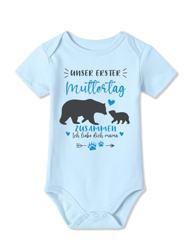 BesserBay Baby Strampler Blau Muttertagsgeschenk Kurzarm Erster Muttertag ICH LIEBE DICH MAMA Body 0-3 Monate von BesserBay