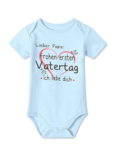 BesserBay Baby Strampler Frohen Ersten Vatertag Ich Liebe Dich Kurzarm Blau Vatertagsgeschenk Body 9-12 Monate von BesserBay