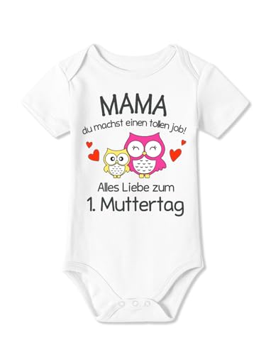 BesserBay Baby Strampler Kurzarm Erster Muttertag EINEN TOLLEN JOB Weiß Muttertagsgeschenk Body 0-3 Monate von BesserBay
