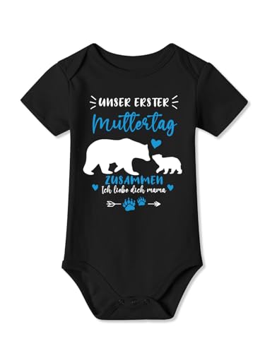 BesserBay Baby Strampler Kurzarm Erster Muttertag ICH LIEBE DICH MAMA Schwarz Muttertagsgeschenk Body 0-3 Monate von BesserBay