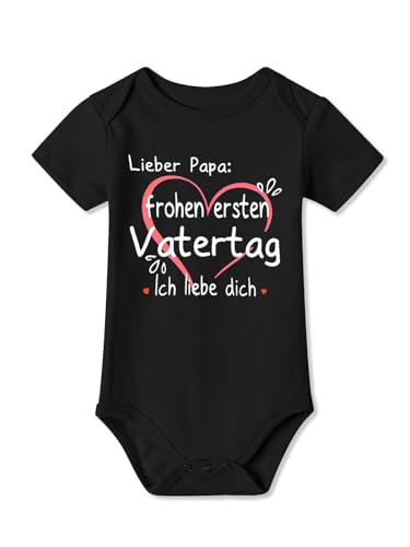 BesserBay Baby Strampler Kurzarm Frohen Ersten Vatertag Ich Liebe Dich Schwarz Vatertagsgeschenk Body 0-3 Monate von BesserBay