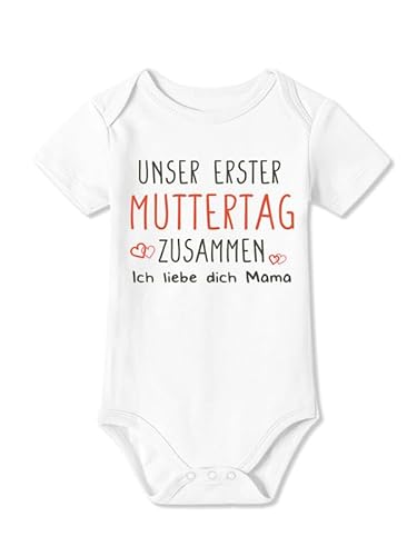 BesserBay Baby Mama Strampler Kurzarm Erster Muttertag Ich Liebe Dich Weiß Muttertagsgeschenk Body 0-3 Monate von BesserBay