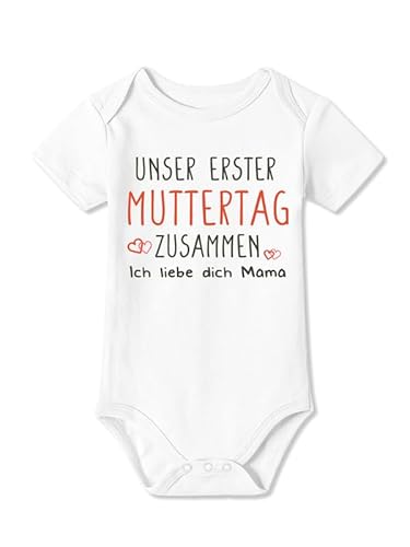 BesserBay Baby Strampler Kurzarm Erster Muttertag Ich Liebe Dich Weiß Muttertagsgeschenk Body 6-9 Monate von BesserBay