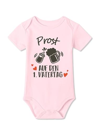 BesserBay Baby Papa Strampler Vatertagsgeschenk Prost Auf Den 1. Vatertag Rosa Kurzarm Body 0-3 Monate von BesserBay