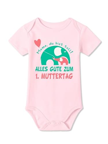 BesserBay Baby Strampler Muttertagsgeschenk Alles Gute zum 1. Muttertag Rosa Kurzarm Body 9-12 Monate von BesserBay