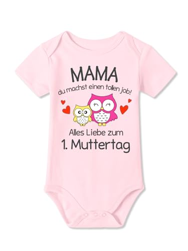 BesserBay Baby Strampler Muttertagsgeschenk Erster Muttertag EINEN TOLLEN JOB Rosa Kurzarm Body 0-3 Monate von BesserBay