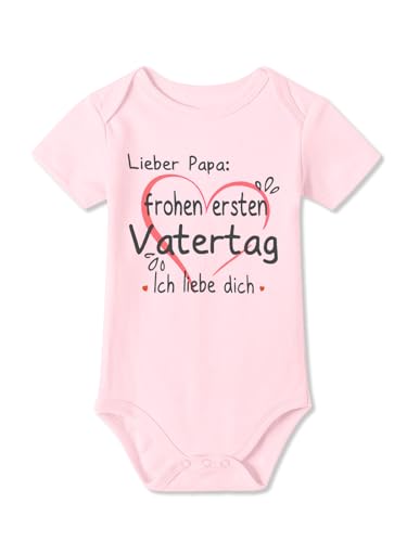 BesserBay Baby Strampler Vatertagsgeschenk Frohen Ersten Vatertag Ich Liebe Dich Rosa Kurzarm Body 9-12 Monate von BesserBay