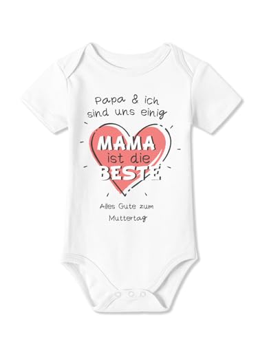 BesserBay Baby Strampler Weiß Muttertagsgeschenk Kurzarm MAMA ist die BESTE Muttertag Body Unisex 6-9 Monate von BesserBay