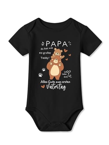 BesserBay Baby Unisex Strampler Erster Vatertag Großer Teddy Kurzarm Weiß Vatertagsgeschenk Body 6-9 Monate von BesserBay