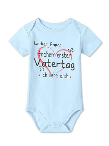 BesserBay Baby Unisex Strampler Frohen Ersten Vatertag Ich Liebe Dich Kurzarm Blau Vatertagsgeschenk Body 3-6 Monate von BesserBay