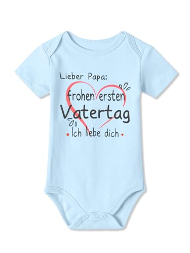 BesserBay Baby Unisex Strampler Frohen Ersten Vatertag Ich Liebe Dich Kurzarm Blau Vatertagsgeschenk Body 3-6 Monate von BesserBay
