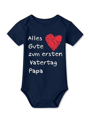 BesserBay Baby Unisex Strampler Kurzarm Alles Gute zum ersten Vatertag Navy Vatertagsgeschenk Body 6-9 Monate von BesserBay