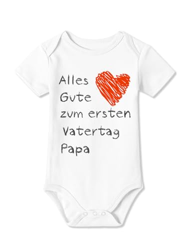 BesserBay Baby Unisex Strampler Kurzarm Alles Gute zum ersten Vatertag Weiß Vatertagsgeschenk Body 9-12 Monate von BesserBay