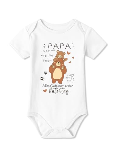 BesserBay Baby Unisex Strampler Kurzarm Erster Vatertag Großer Teddy Navy Vatertagsgeschenk Body 0-3 Monate von BesserBay