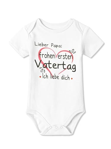 BesserBay Baby Unisex Strampler Kurzarm Frohen Ersten Vatertag Ich Liebe Dich Weiß Vatertagsgeschenk Body 3-6 Monate von BesserBay