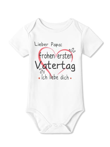 BesserBay Baby Unisex Strampler Kurzarm Frohen Ersten Vatertag Ich Liebe Dich Weiß Vatertagsgeschenk Body 3-6 Monate von BesserBay