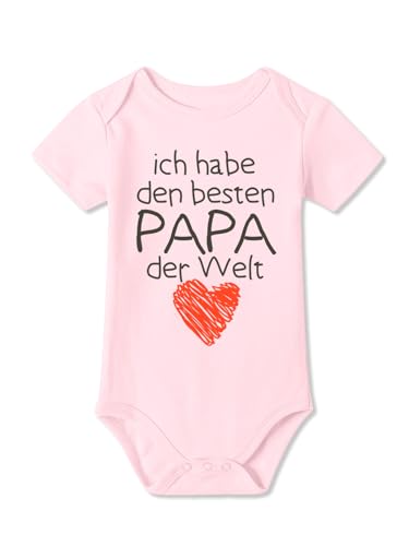 BesserBay Baby Unisex Strampler Kurzarm Ich habe den besten PAPA der Welt Schwarz Vatertagsgeschenk Body 6-9 Monate von BesserBay