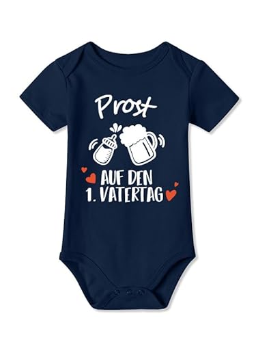 BesserBay Baby Unisex Strampler Navy Vatertagsgeschenk Kurzarm Prost Auf Den 1. Vatertag Body 3-6 Monate von BesserBay