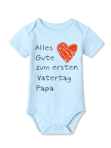 BesserBay Baby Unisex Strampler Vatertagsgeschenk Alles Gute zum ersten Vatertag Blau Kurzarm Body 6-9 Monate von BesserBay