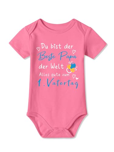 BesserBay Baby Unisex Strampler Vatertagsgeschenk Erster Vatertag Der Beste Papa Rosa Kurzarm Body 9-12 Monate von BesserBay