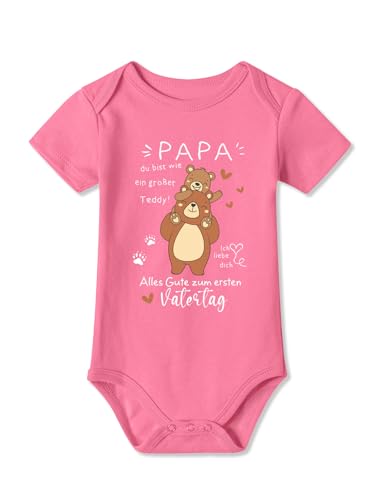 BesserBay Baby Unisex Strampler Vatertagsgeschenk Erster Vatertag Großer Teddy Rosa Kurzarm Body 6-9 Monate von BesserBay