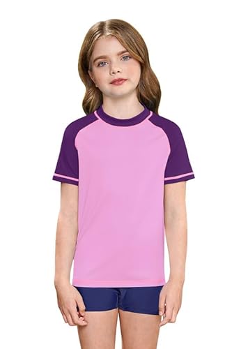 BesserBay Badeshirt Kurzarm UV-Schutz Kinder Schwimmanzug Kurze Ärmel Rash Guard 110 von BesserBay