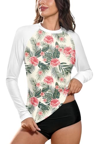 BesserBay Damen Bademode Rash Guard UV Shirts Langarm Surf Shirt Schwimmen UPF 50+ Schwarz Gr. 44 EU/ 2XL von BesserBay