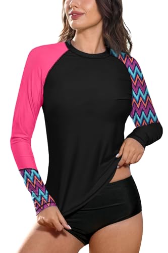 BesserBay Damen Bademode Rash Guard UV Shirts Langarm Surf Shirt Schwimmen Tankini Badeshirts UPF 50+ 18A8 S von BesserBay