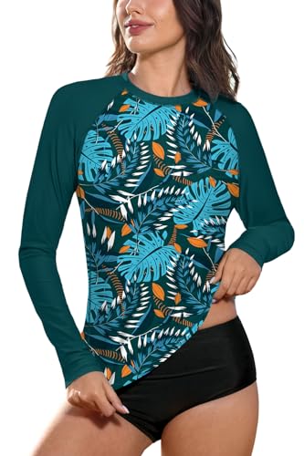 BesserBay Damen Bademode Rash Guard UV Shirts Langarm Surf Shirt Schwimmen Tankini Badeshirts UPF 50+ 19B1 S von BesserBay