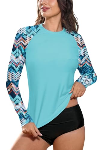 BesserBay Damen Bademode Rash Guard UV Shirts Langarm Surf Shirt Schwimmen Tankini UPF 50+ Tankini Gr.- 44 EU/ 2XL von BesserBay