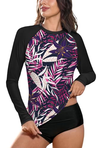 BesserBay Damen Bademode Rash Guard UV Shirts Langarm UPF 50+ Schwarz Gr.- 42 EU/XL von BesserBay