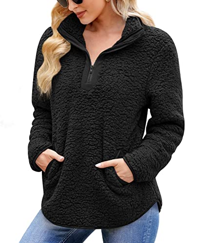 BesserBay Damen Flauschig Langarm Fleece Sweatshirt mit Voll Reißverschluss und Rundhals XL von BesserBay