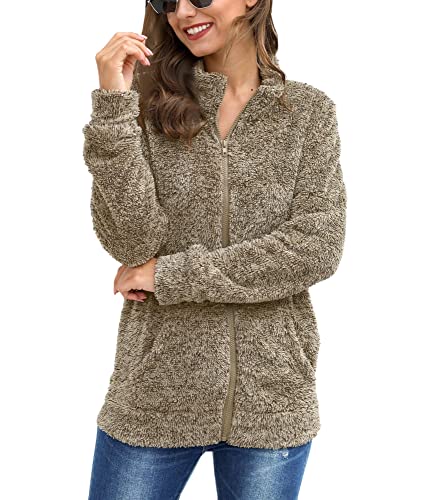 BesserBay Damen Kuscheliges Fleece Sweatshirt mit Schicken Bündchen und Rundhals Kaffee S von BesserBay