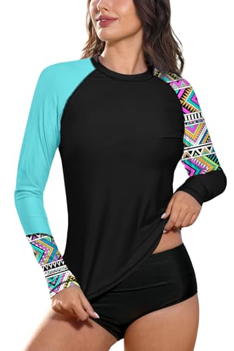 BesserBay Damen Rash Guard Bademode UV Shirts Langarm Tankini UPF 50+ Schwarz Gr.- 40 EU/Large von BesserBay