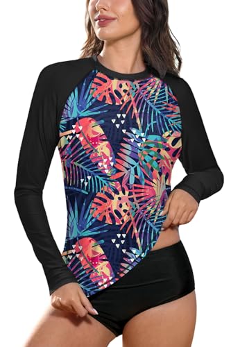 BesserBay Damen UV Shirt Damen Langarm Bademode Rash Guard UPF 50+ Schwarz Gr.- 38 EU/Medium von BesserBay