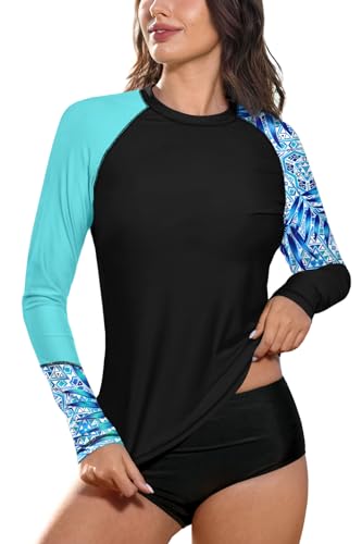 BesserBay Damen UV Tshirt Rash Guard Schwimmshirt UV Shirt Tankini Raglan Ärmel Lycra Shirt UV-Schutz 50+ 18A7 M von BesserBay