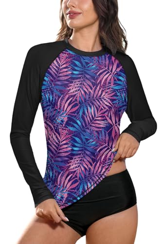 BesserBay Damen UV Tshirt Rash Guard Schwimmshirt UV Shirt Tankini Raglan Ärmel Lycra Shirt UV-Schutz 50+ 19A9 L von BesserBay